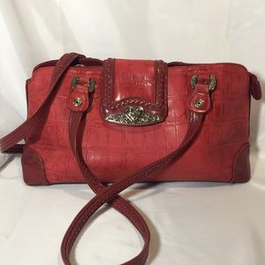 Brighton vintage brick red silver crocodile purse